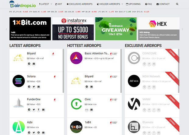 airdrop сервисы